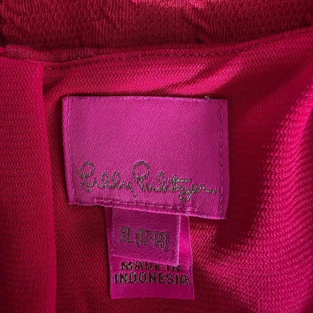 Lilly Pulitzer Kids Red Textured‎ Puff Sleeve Dress Size 10 12